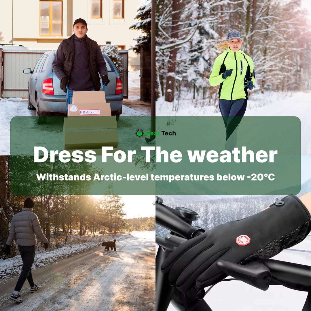 Winterfietshandschoenen waterdicht met touchscreen-vingertoppen en fleecevoering