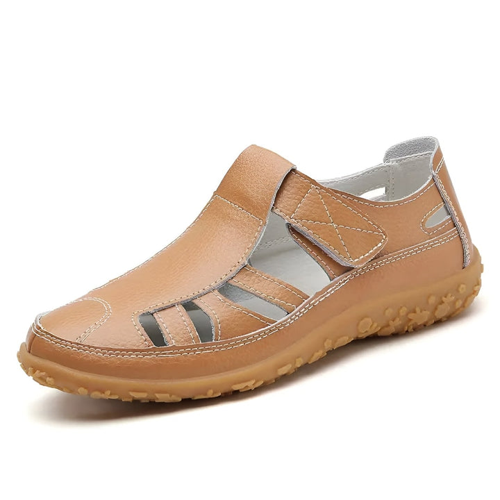 Comfortabele dames sandalen met gesloten neus, uitsnijdingen en bandjes, wandelsandalen met platte hak voor de zomer