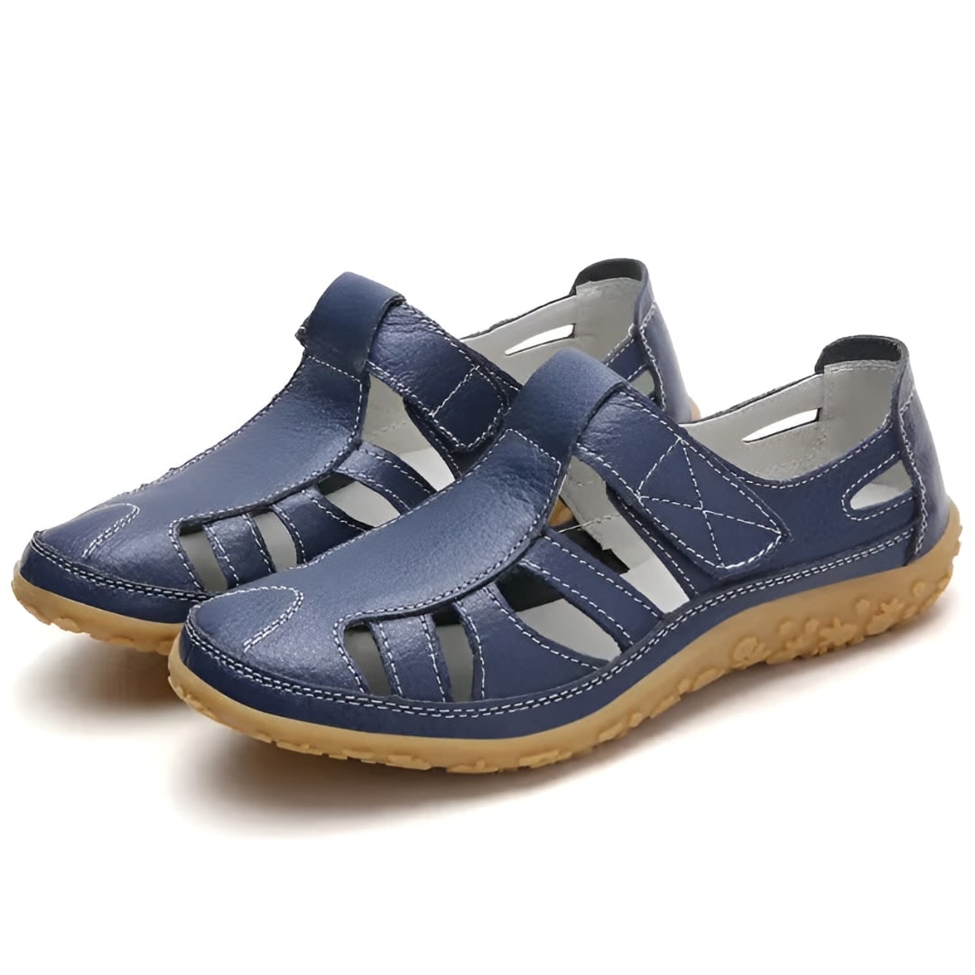 Comfortabele dames sandalen met gesloten neus, uitsnijdingen en bandjes, wandelsandalen met platte hak voor de zomer