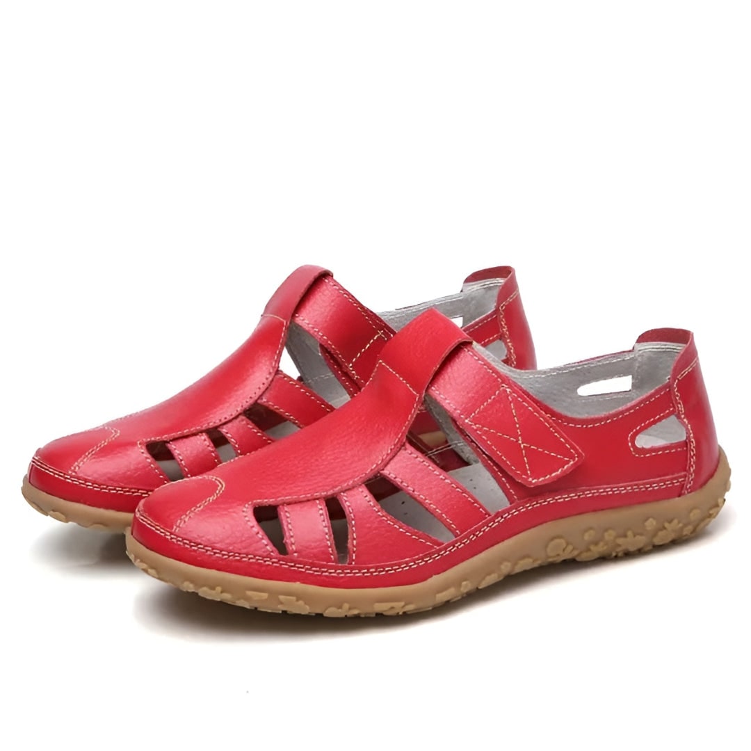 Comfortabele dames sandalen met gesloten neus, uitsnijdingen en bandjes, wandelsandalen met platte hak voor de zomer