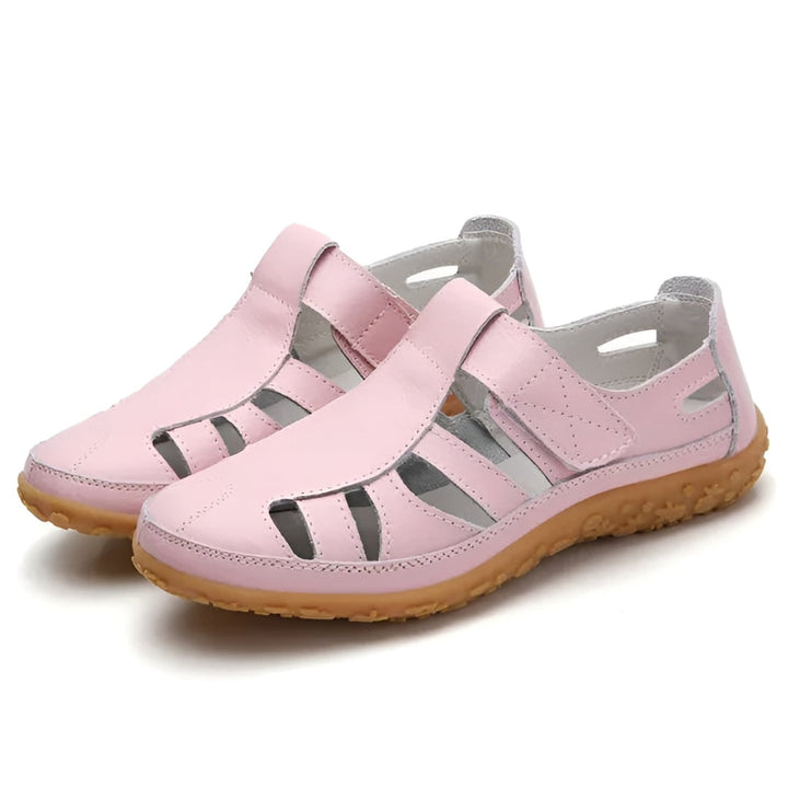 Comfortabele dames sandalen met gesloten neus, uitsnijdingen en bandjes, wandelsandalen met platte hak voor de zomer