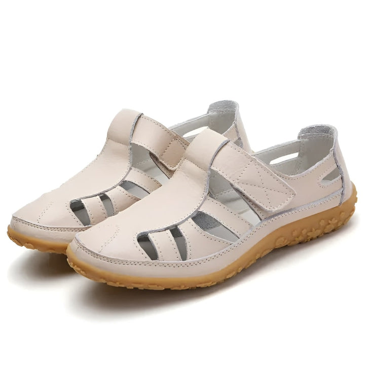 Comfortabele dames sandalen met gesloten neus, uitsnijdingen en bandjes, wandelsandalen met platte hak voor de zomer