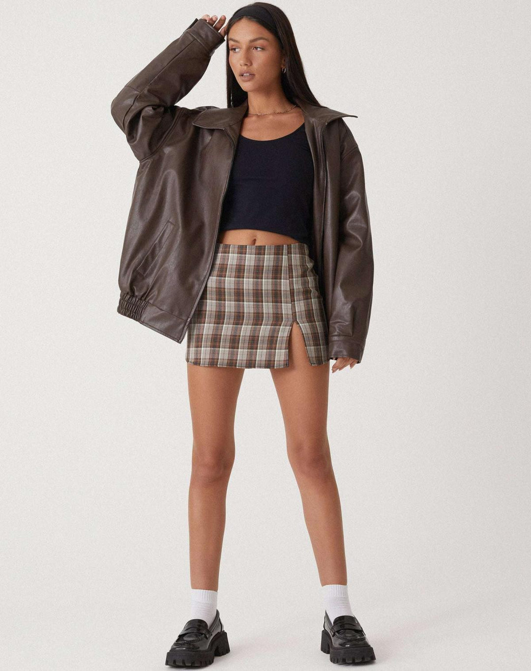 Losse oversized leren damesjas – Yara