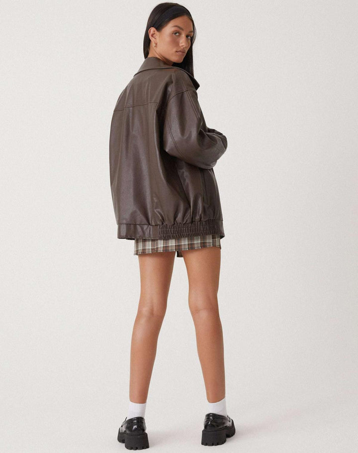 Losse oversized leren damesjas – Yara