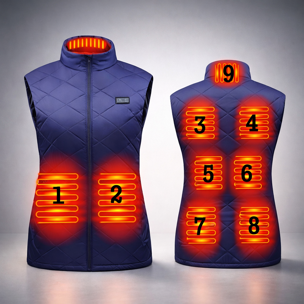 Verwarmd dames-bodywarmer met elektrisch gewatteerd ontwerp en opstaande kraag, licht van gewicht