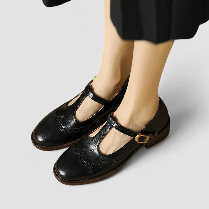 Leren Mary Jane-schoenen met T-bandje en gesp