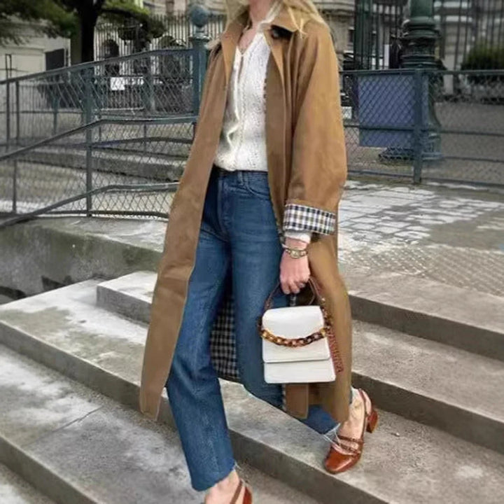 Oversized trenchcoat met geruite voering