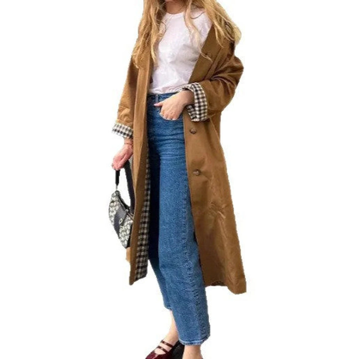 Oversized trenchcoat met geruite voering