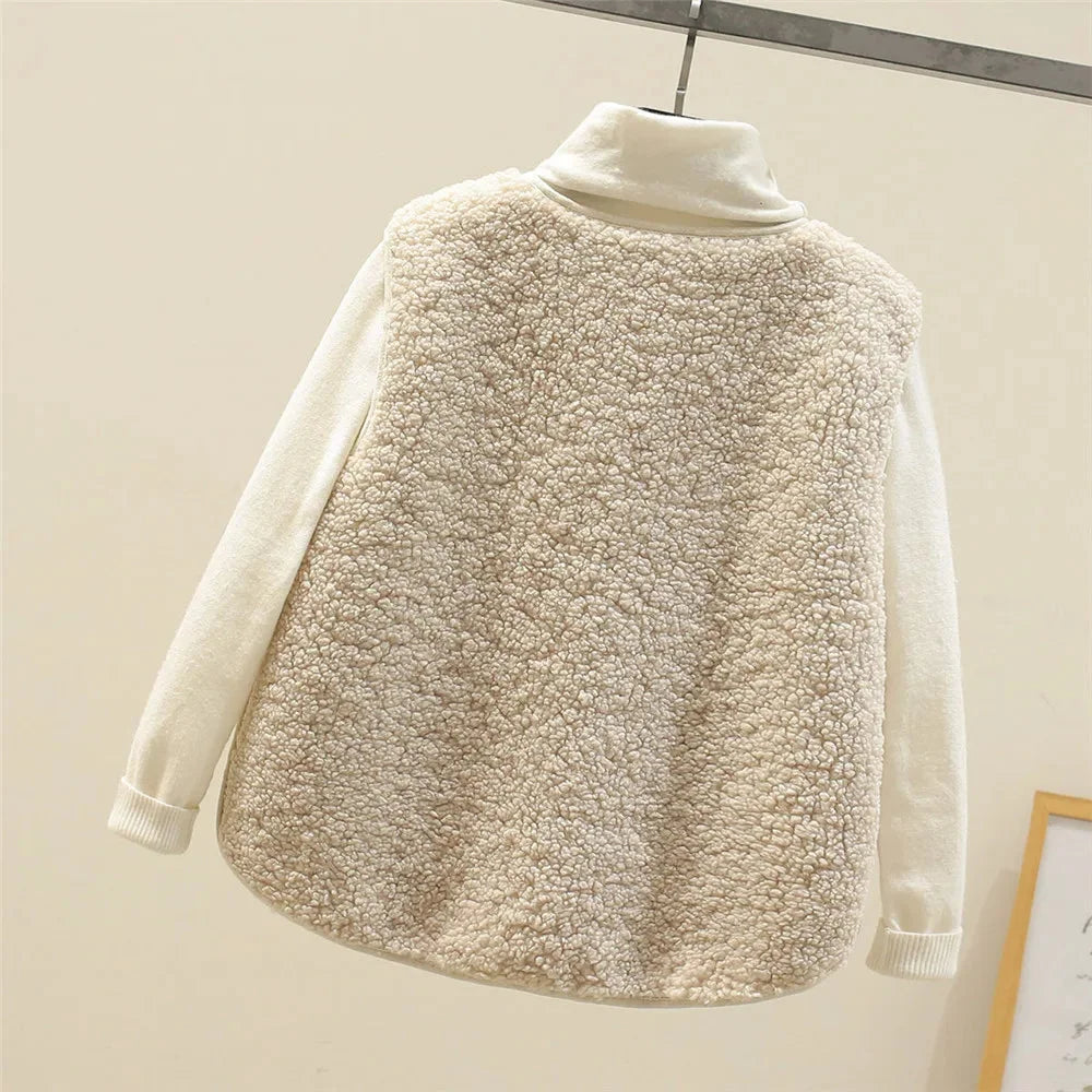 Sherpa gilet met V-hals en knopen