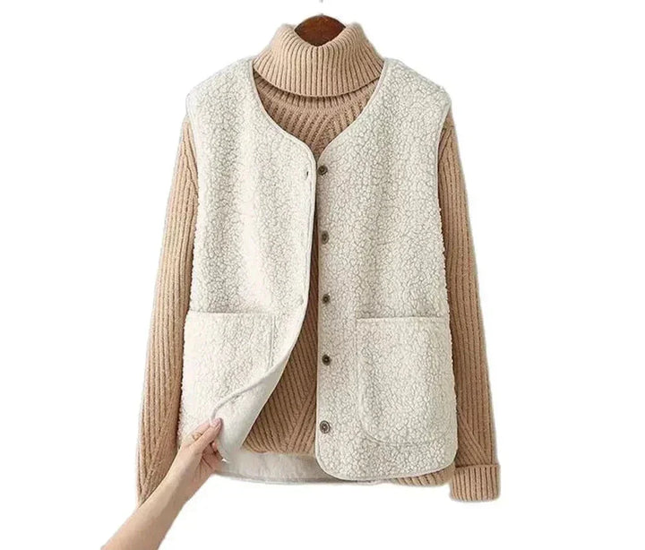 Sherpa gilet met V-hals en knopen