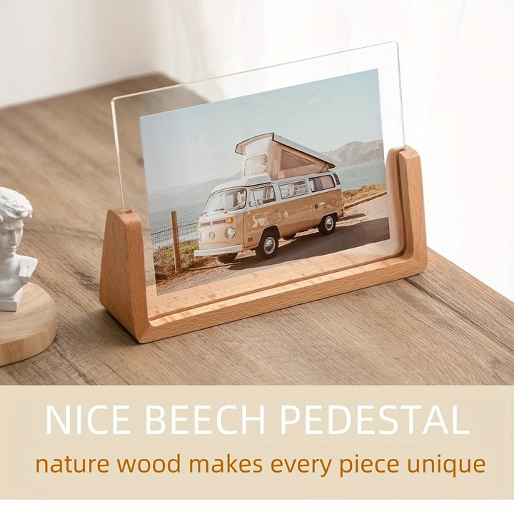 Houten fotolijst 12x18 en 11x17, modern tafelmodel met heldere acrylpanelen