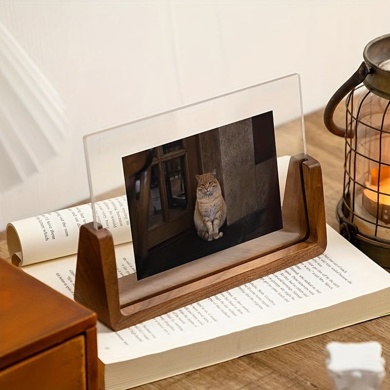 Houten fotolijst 12x18 en 11x17, modern tafelmodel met heldere acrylpanelen