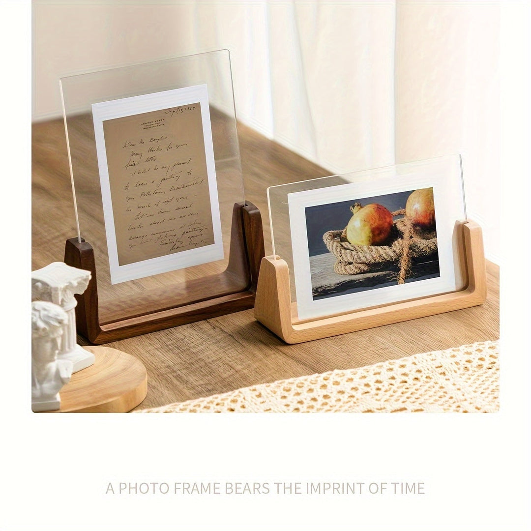 Houten fotolijst 12x18 en 11x17, modern tafelmodel met heldere acrylpanelen