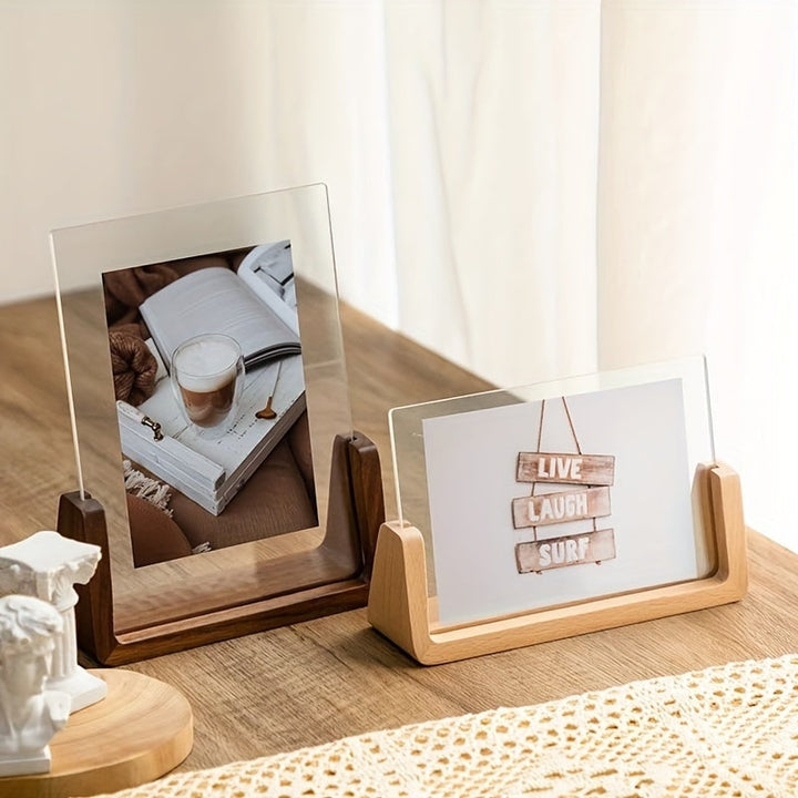 Houten fotolijst 12x18 en 11x17, modern tafelmodel met heldere acrylpanelen